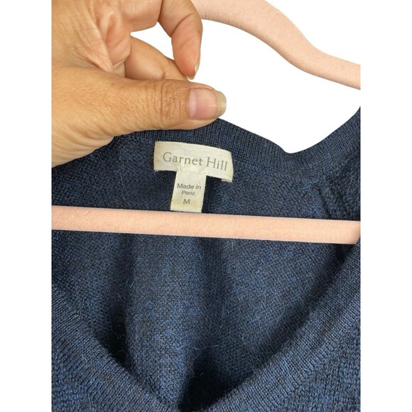 GARNET HILL 100% Baby Alpaca V Neck Bell Sleeve Roll Hem Pullover Sweater Medium - Picture 11 of 11